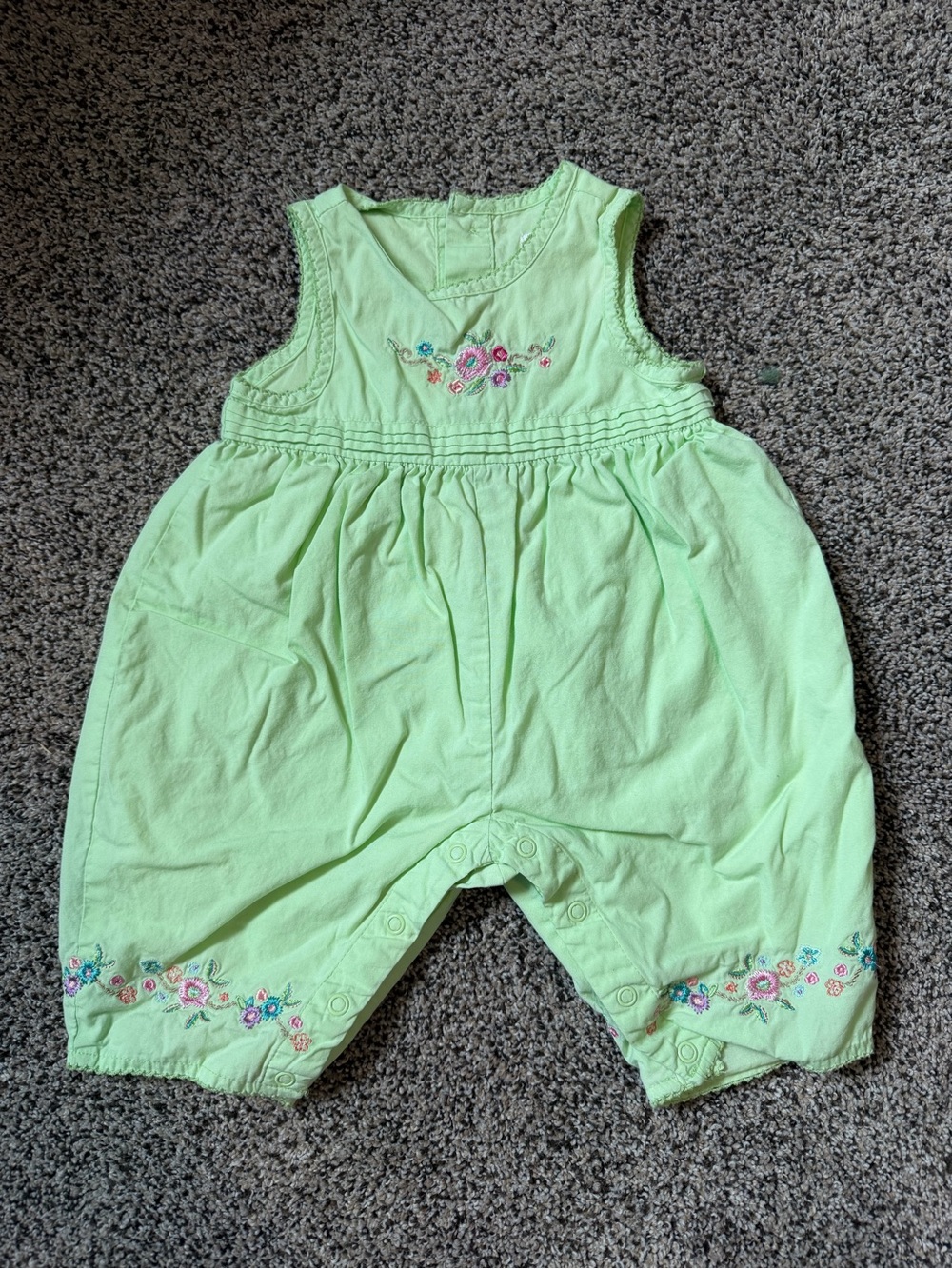 The Children’s Place Baby Floral Embroidered Bubble Romper Green 3-6 Months